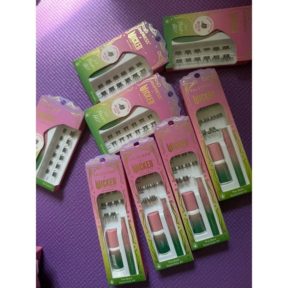 New Kiss Impress Falscara x Wicked Elphaba Glinda Lashes & Nails Lot